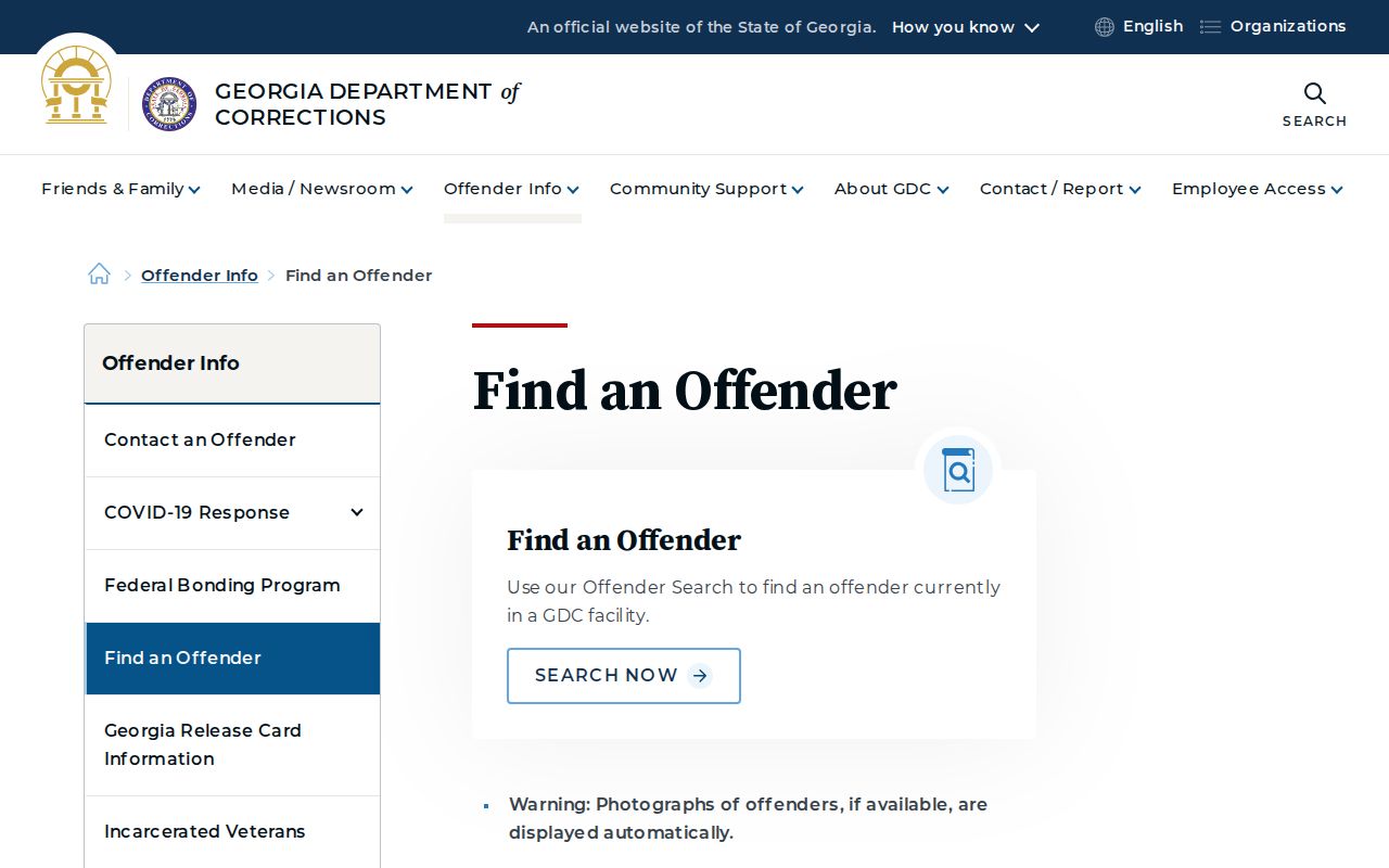 Georgia Department of Corrections offender search for Lanier County custody follow-up